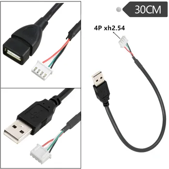 USB към 4P xh2.54 кабел, 4P MX1.25 женски към USB 2.0 женски / мъжки кабел USB към Dupont 4 пинов кабел за данни 30cm;