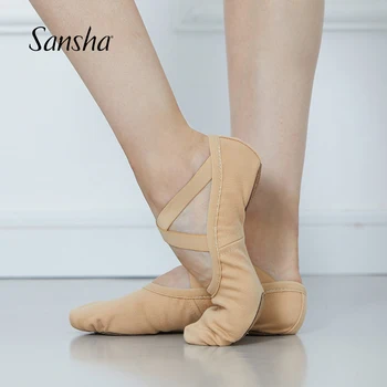 Sansha Възрастни балетни обувки Stretch Canvas еластична каишка с шнур балетни чехли момичета дами мъже танц обувки M007