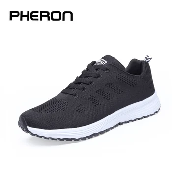 Дамски ежедневни спортни обувки Модни мъжки обувки за бягане тъкат въздушна мрежа маратонки черни бели обувки без хлъзгане Дишащ джогинг