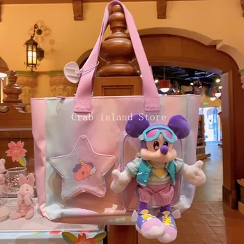 Оригинален Disney Мики Маус Macaron цвят рамо чанта Kawaii дъга еднорог модел голяма пазарска чанта жени рожден ден коледни подаръци