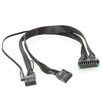 USB към 19Pin вътрешен удължител адаптер кабелна дънна платка 19Pin мъжки към USB женски кабел за дънна платка шаси 30CM