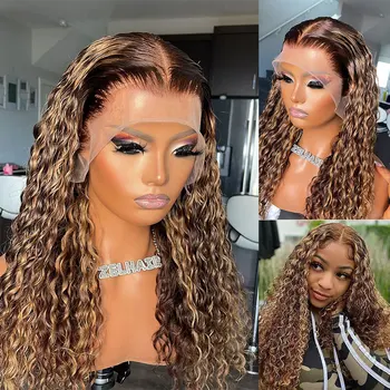 13x4 Deep Wave фронтална перука бразилски къдрава пълна дантела човешка коса перуки за жени 13x6 Hd предна извратени 360 дантела фронтална