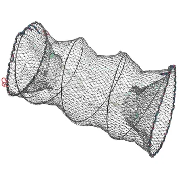 Преносима рибарска мрежа за кацане Зелени рибарски мрежи Пролетна клетка Mesh Trap Сгъваема стръв Cast Folding