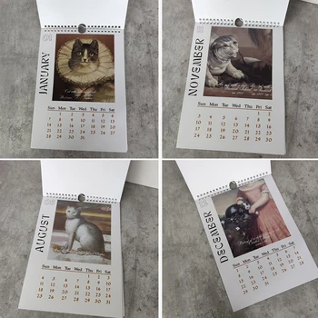 2024 Сладки котки стена висящи календар 12 месеца котки време планиране календар шега подарък за любителите на котки