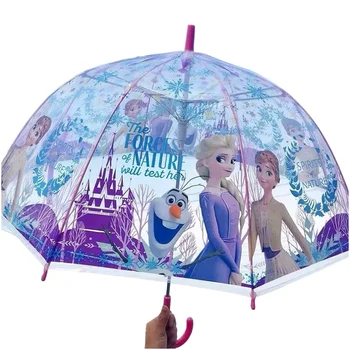 Замръзналата анимация около Елза принцеса момиче прозрачен чадър личност творчески ултра-лек анимационен детски чадър