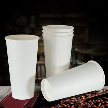 Custom 20oz 600ML еднократна бяла хартия чаша голямо кафе мляко чай топла напитка храна за вкъщи чаша за вкъщи опаковане