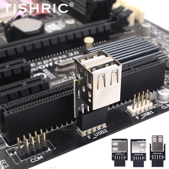 TISHRIC 9Pin To 2 Ports USB 2.0 разширителна карта USB 2.0 Дънна платка Header 9pin to 2 Ports USB 2.0 Dual USB A 9 Pin Female Adapt