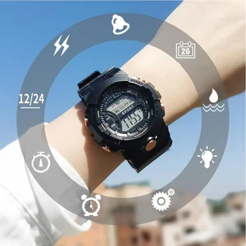 Студенти Регулируем водоустойчив електронен часовник Светещи ръчни часовници Силиконови LED цифрови часовници