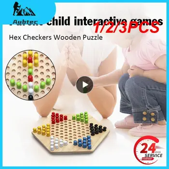 1/2/3PCS Дървена образователна дъска Kids Classic Halma китайски шашки комплект стратегия семейни игри парчета