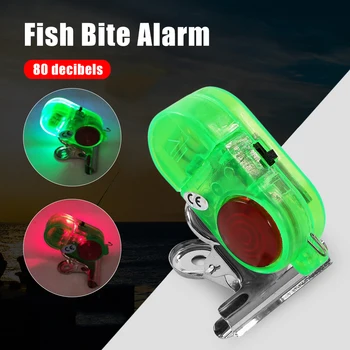 Аларма за ухапване от риба Високочувствителна аларма за риболов Звуков звънец LED светлинен индикатор Клип-он риболовен прът зумер Рибни аксесоари FishBell