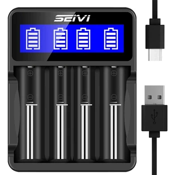 SEIVI 18650 зарядно устройство за батерии, LCD дисплей Универсално интелигентно зарядно устройство за акумулаторна батерия литиево-йонни батерии, Ni-MH / Ni-Cd батерии