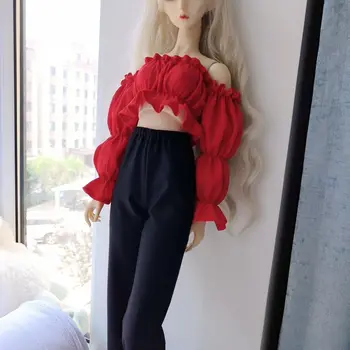 1/3 кукла дрехи годни до 60 см Bjd кукла червено облекло Suspender панталони DIY момиче играчки обличане кукла аксесоари, без кукла
