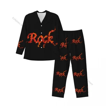 Мъжки пижама комплекти Рок спално облекло Дълъг ръкав Свободно време Връхни дрехи Есен Зима Шезлонги