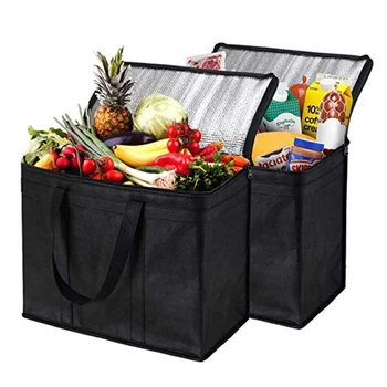 500Pcs / Lot Extra Large Heavy Duty Custom Logo Reusable Tote Food Delivery Bag, Хранителни стоки Thermal пазарска чанта Изолирани Cooler чанта