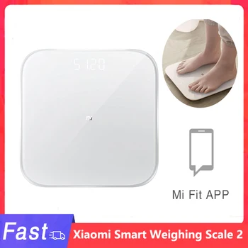 Xiaomi Интелигентна везна 2 Bluetooth 5.0 Прецизна скала за тегло LED дисплей Фитнес Скала за домакинско тегло MiFit APP запис