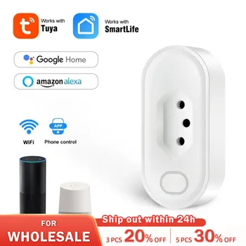 Tuya 16A Wifi Smart Switch Plug with Power Monitor Function Socket Outlet Работи с Alexa Google Home
