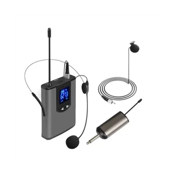 UHF преносими безжични слушалки / Lavalier ревера микрофон с Bodypack предавател и приемник 1/4 инчов изход (A)