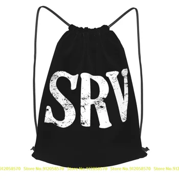 Stevie Ray Vaughan Srv Logo Rock Blues Music Drawstring Backpack School Art Print Лека спортна чанта за бягане на открито