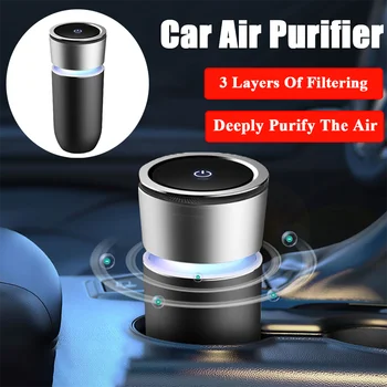 Автомобилен пречиствател на въздуха 3-слоен Hepa филтър йонизатор за кола освежители за въздух USB зареждане LED пречиствател на въздуха