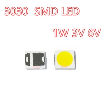 100PCS 3030 SMD LED 1W висока мощност лампа мъниста 3V 6V бяло топло бяло осветление лампа мъниста