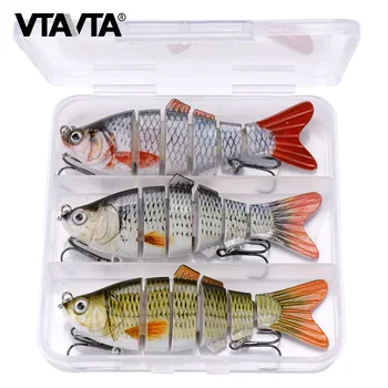 VTAVTA 3бр потъващи воблери за риболов на щука Комплект примамки 10cm 17g Реалистичен комплект за изкуствена стръв с кутии за риболовни принадлежности Crankbaits