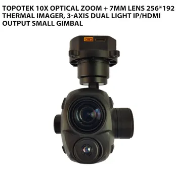 Topotek 10x оптично увеличение + 7mm обектив 256 * 192 термичен образ, 3-осен двоен светлинен IP / HDMI изход малък кардан