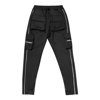 2023 Пролет Черни панталони тенденция Прав отразяващ мулти-чанта гащеризони мъжки M-3XL