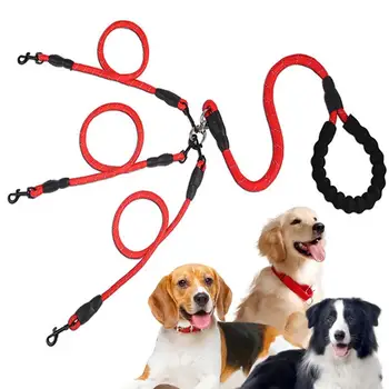 3 в 1 куче каишка домашен любимец тягово въже множество куче каишка многопосочна сплитер три куче каишка с 360 въртящо устройство и подплатени