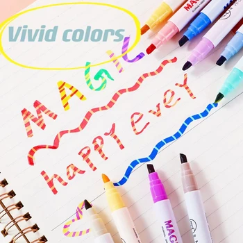 6/10/12Pcs/Set Двойна глава магия хайлайтър флуоресцентен маркер писалка набор цвят промяна боя писалка инструменти за рисуване училище канцеларски