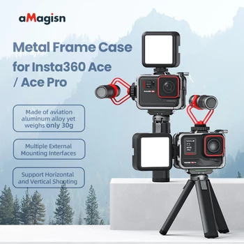 aMagisn Метална разширена рамка за Insta360 Ace Pro / Ace Action Camera Защитна рамка за аксесоари за екшън камери Insta 360