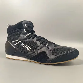 Професионални боксови обувки за двойки Черни сини ботуши за борба Мъже Жени Удобна спортна обувка Унисекс боксови ботуши с голям размер
