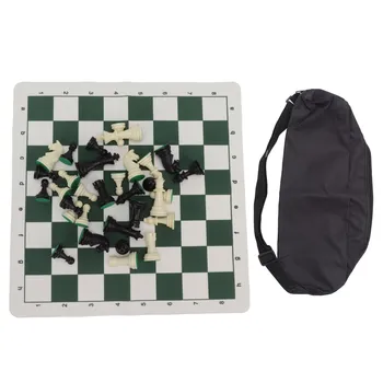 Пластмасови шахматни фигури Износоустойчив международен шахматен комплект с чанта за съхранение за къмпинг на открито