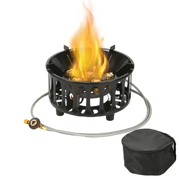 16800W Ветроупорна къмпинг печка Туристическа газова горелка с пиезо запалване Преносима газова печка за туризъм Пикник барбекю готвене съдове за готвене