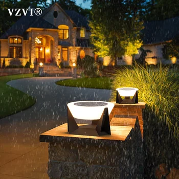 VZVI IP65 водоустойчива LED външна слънчева градинска светлина LFence капачка порта пост светлина колона лампа вила двор пейзаж тревата лампи