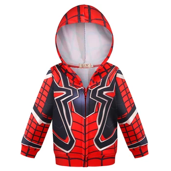 Нов детски Spider Man изненада капитан аниме печат палто дълъг ръкав качулка хладно цип универсален ролева игра палто